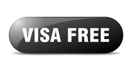 visa free button. sticker. banner. rounded glass sign