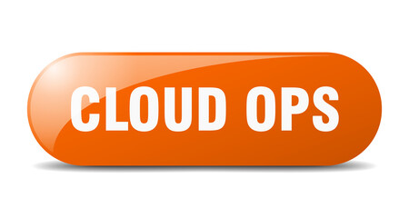 cloud ops button. sticker. banner. rounded glass sign
