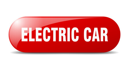 electric car button. sticker. banner. rounded glass sign