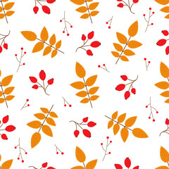 Rose hip. Autumn seamless patterns. 