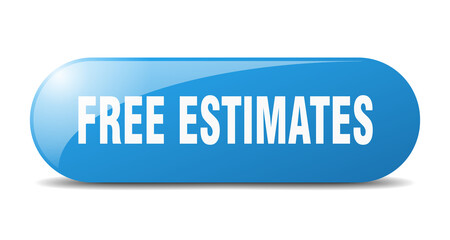 free estimates button. sticker. banner. rounded glass sign