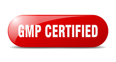 gmp certified button. sticker. banner. rounded glass sign
