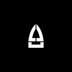 Black and White Clever Logo. Praying Hands and Boat