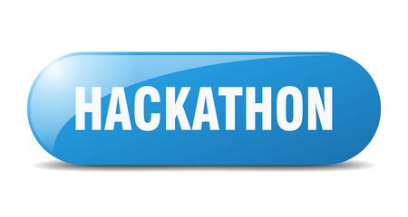 hackathon button. sticker. banner. rounded glass sign