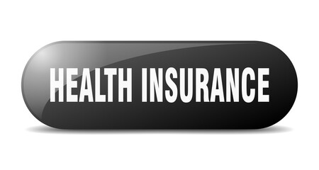 health insurance button. sticker. banner. rounded glass sign