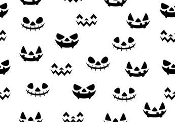 Seamless Pattern with scary pumpkin smile. Halloween background. vector illustration
