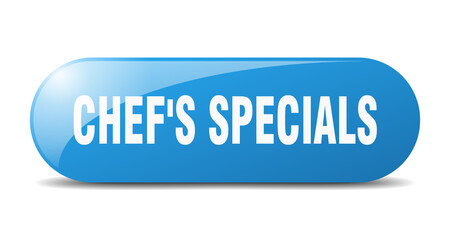 chef's specials button. sticker. banner. rounded glass sign