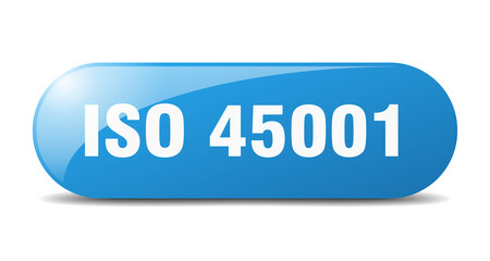 iso 45001 button. sticker. banner. rounded glass sign