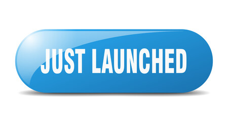 just launched button. sticker. banner. rounded glass sign