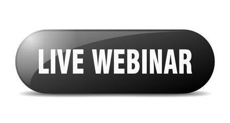 live webinar button. sticker. banner. rounded glass sign