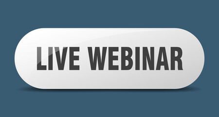 live webinar button. sticker. banner. rounded glass sign