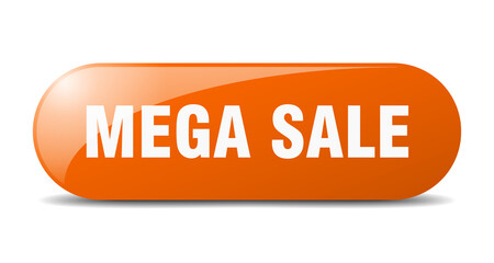 mega sale button. sticker. banner. rounded glass sign