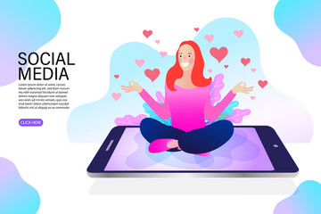 girl with computer.,social media concept.
