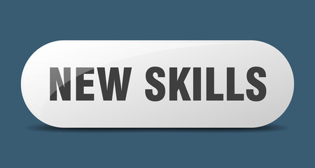 new skills button. sticker. banner. rounded glass sign