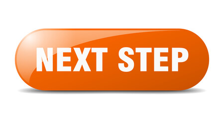 next step button. sticker. banner. rounded glass sign