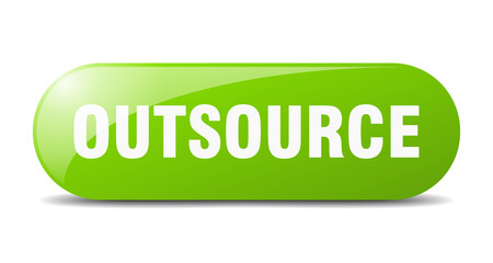 outsource button. sticker. banner. rounded glass sign