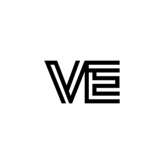 initial letter ve line stroke logo modern