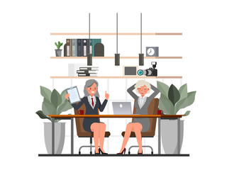 Business people working and meeting in modern office character vector design.