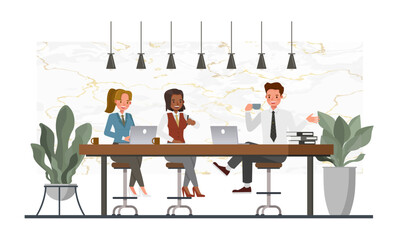 Business people working and meeting in modern office character vector design. no2