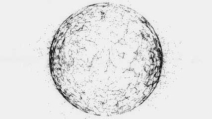 Abstract geometric background with moving lines, dots and triangles. Sphere, globe and space in the form of a plexus.Plexus fantasy abstract technology. Loop animations Financial or social abstract