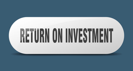 return on investment button. sticker. banner. rounded glass sign