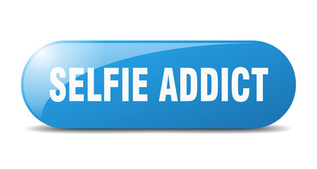 selfie addict button. sticker. banner. rounded glass sign