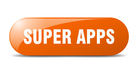 super apps button. sticker. banner. rounded glass sign