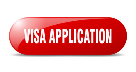 visa application button. sticker. banner. rounded glass sign