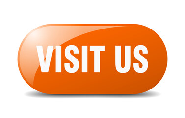 visit us button. sticker. banner. rounded glass sign