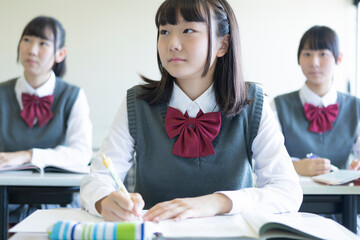 勉強する女子高生