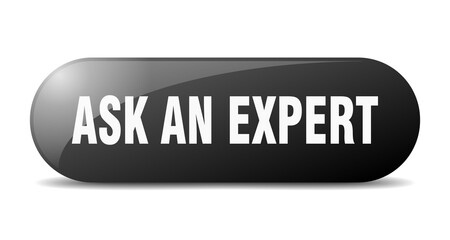 ask an expert button. sticker. banner. rounded glass sign