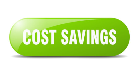 cost savings button. sticker. banner. rounded glass sign