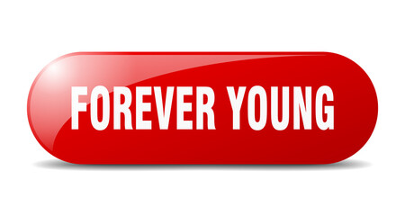 forever young button. sticker. banner. rounded glass sign