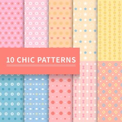 10 kinds of colorful vector seamless lace texture shapes, can be used for backgrounds and invitation cards, Valentine's Day, holiday celebrations, sets