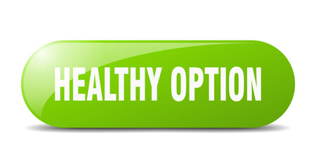 healthy option button. sticker. banner. rounded glass sign