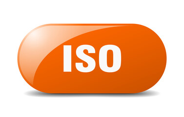 iso button. sticker. banner. rounded glass sign