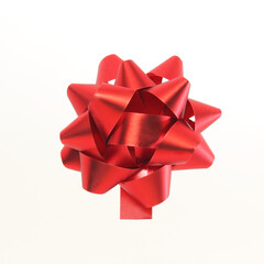 Christmas Red Ribbon star knot decoration element for gift box or invitation card