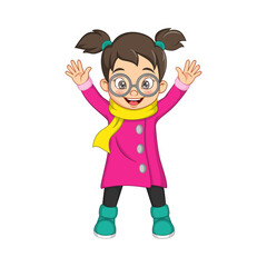 Cute little girl in glasses and warm sweater
