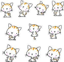 vector cartoon cats set background