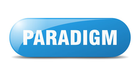 paradigm button. sticker. banner. rounded glass sign - obrazy, fototapety, plakaty