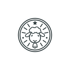 cartoon sheep simple logo with bell