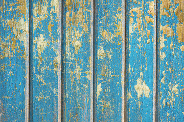 Rare, antique, cracked blue wood surface as texture. Ideal for backgrounds. The boards are stacked vertically