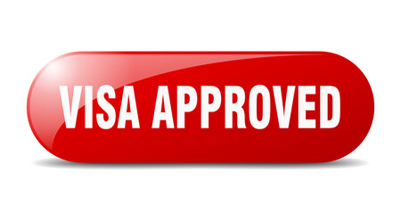 visa approved button. sticker. banner. rounded glass sign