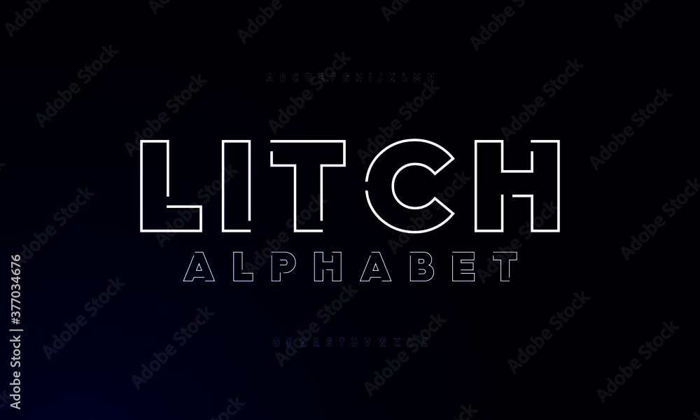 Poster display alphabet font set a to z. typography outline stylish. modern futuristic typeface.