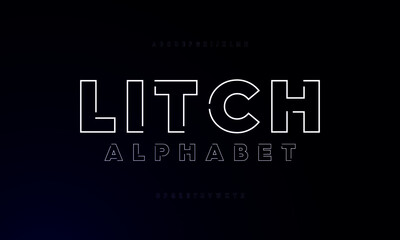Display alphabet font set a to z. Typography outline stylish. Modern Futuristic Typeface.