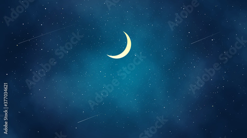 Fototapete 三日月と綺麗な夜空の風景イラスト Fototapeten Senryu