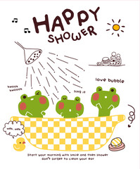 Happy shower frog cartoon vector