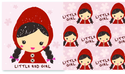 Little red girl vector