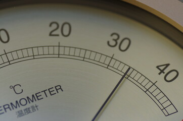 35℃を示す室温計