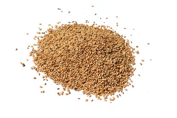 Heap of organic natural sesame seeds over isolated on white background